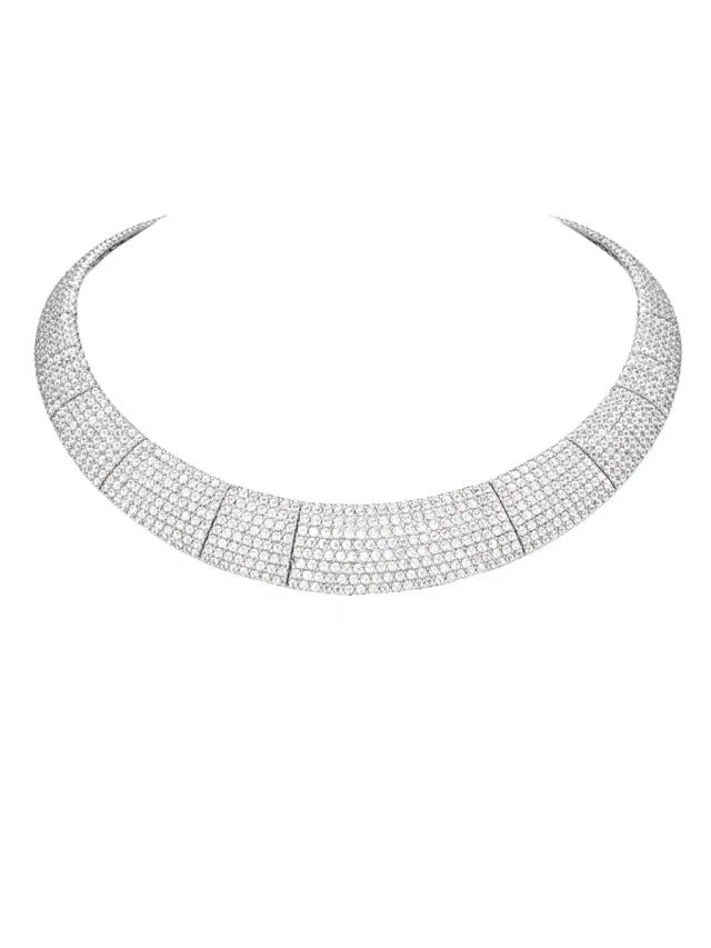 Wish Fine Jewelry 55.48ct Diamond 18K Gold Statement Pave Necklace