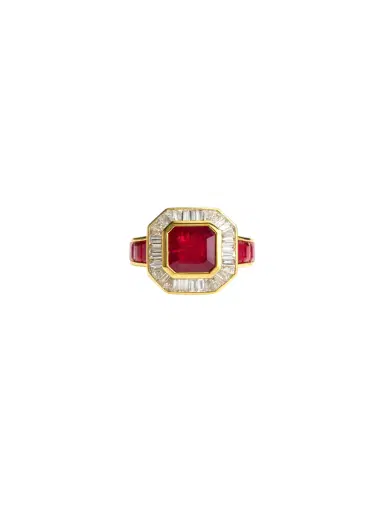 Wish Fine Jewelry 6.66ct Diamond Ruby 14K Gold Bezel Ring | Thumbnail 1