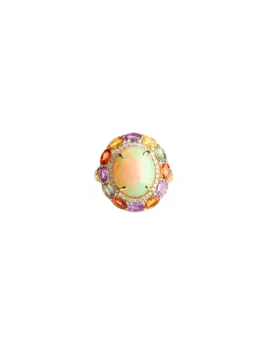 Wish Fine Jewelry 9.59ct Diamond Opal Sapphire 14K Gold Cocktail Ring | Thumbnail 1 Wish Fine Jewelry 9.59ct Diamond Opal Sapphire 14K Gold Cocktail Ring | Thumbnail 1