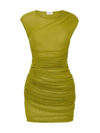Saint Laurent Ruched Tulle Jersey Mini Dress | Thumbnail 1 Saint Laurent Ruched Tulle Jersey Mini Dress | Thumbnail 1