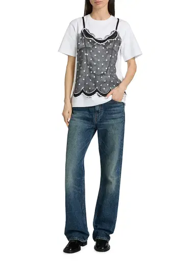 Marc Jacobs Women's Trompe L'oeil Cami T-Shirt - White Multi - Size XS | Thumbnail 2 Marc Jacobs Women's Trompe L'oeil Cami T-Shirt - White Multi - Size XS | Thumbnail 2