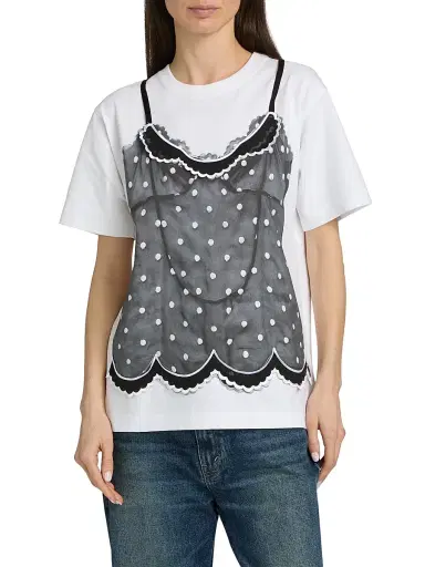 Marc Jacobs Women's Trompe L'oeil Cami T-Shirt - White Multi - Size XS | Thumbnail 3 Marc Jacobs Women's Trompe L'oeil Cami T-Shirt - White Multi - Size XS | Thumbnail 3