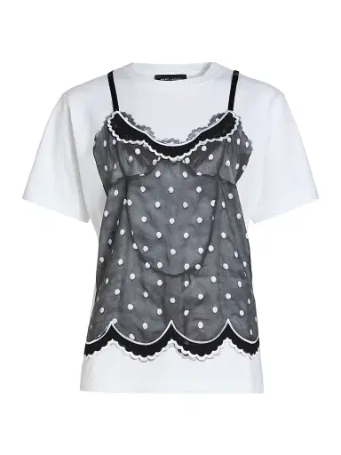 Marc Jacobs Women's Trompe L'oeil Cami T-Shirt - White Multi - Size XS | Thumbnail 1 Marc Jacobs Women's Trompe L'oeil Cami T-Shirt - White Multi - Size XS | Thumbnail 1