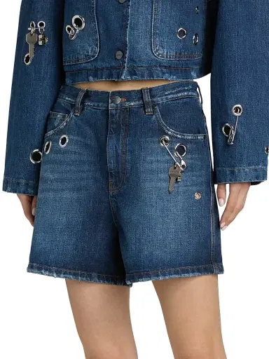 Marc Jacobs Women's Grommet Denim Shorts - Medium Wash Indigo - Size 24 | Thumbnail 3 Marc Jacobs Women's Grommet Denim Shorts - Medium Wash Indigo - Size 24 | Thumbnail 3
