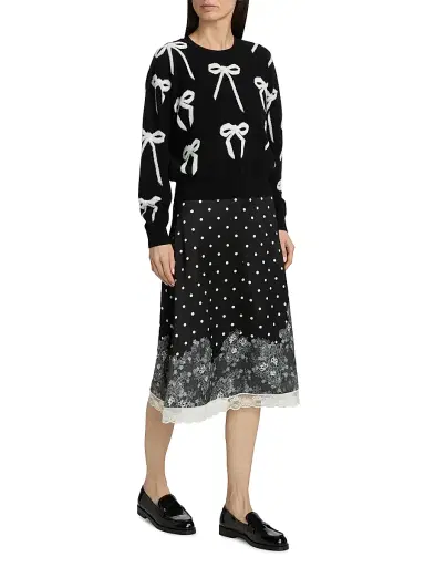 Marc Jacobs Women's Bow Jacquard Sweater - Black White - Size Medium | Thumbnail 2