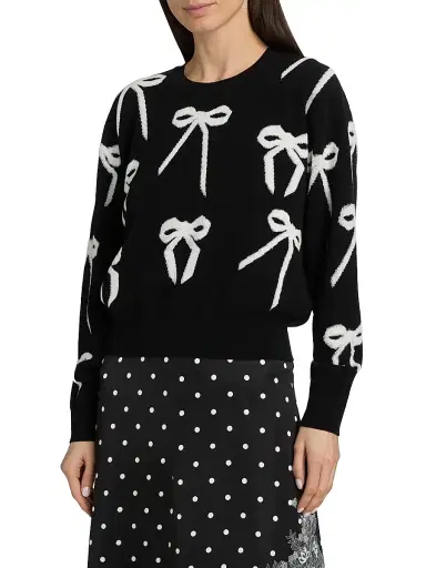 Marc Jacobs Women's Bow Jacquard Sweater - Black White - Size Medium | Thumbnail 3