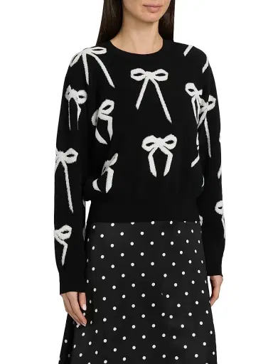Marc Jacobs Women's Bow Jacquard Sweater - Black White - Size Medium | Thumbnail 4
