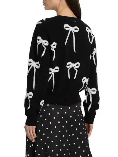 Marc Jacobs Women's Bow Jacquard Sweater - Black White - Size Medium | Thumbnail 5