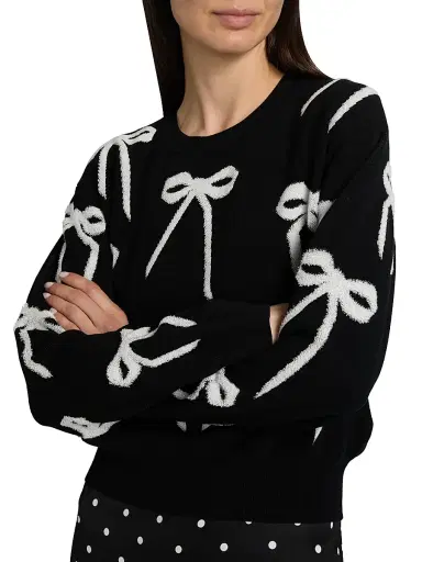 Marc Jacobs Women's Bow Jacquard Sweater - Black White - Size Medium | Thumbnail 6