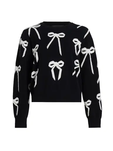 Marc Jacobs Women's Bow Jacquard Sweater - Black White - Size Medium | Thumbnail 1