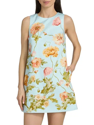 Cara Cara Women's Mackenzie Floral Cotton Shift Dress - Lockwood Flora Sky | Thumbnail 3 Cara Cara Women's Mackenzie Floral Cotton Shift Dress - Lockwood Flora Sky | Thumbnail 3