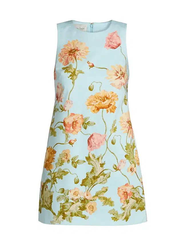Women's Mackenzie Floral Cotton Shift Dress - Lockwood Flora Sky