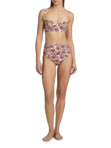 Ulla Johnson Women's Zahara Printed High-Waisted Bikini Bottom - Limestone - Size Large | Thumbnail 2 Ulla Johnson Women's Zahara Printed High-Waisted Bikini Bottom - Limestone - Size Large | Thumbnail 2