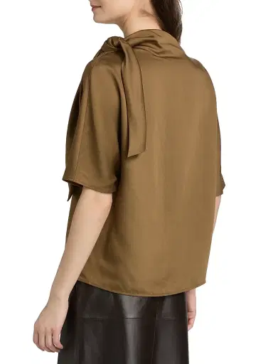 Yves Salomon Women's Satin Scarf Top - Cocoa | Thumbnail 5