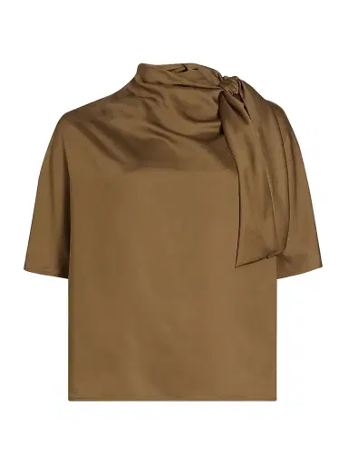 Yves Salomon Women's Satin Scarf Top - Cocoa | Thumbnail 1