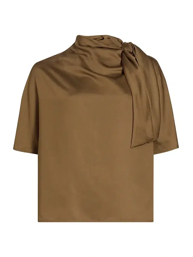 Yves Salomon Women's Satin Scarf Top - Cocoa