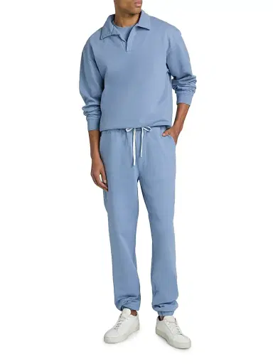 Saks Fifth Avenue Men's Foundation Johnny-Collar Fleece Polo Shirt - Mountain Bluebird - Size XXL | Thumbnail 2 Saks Fifth Avenue Men's Foundation Johnny-Collar Fleece Polo Shirt - Mountain Bluebird - Size XXL | Thumbnail 2