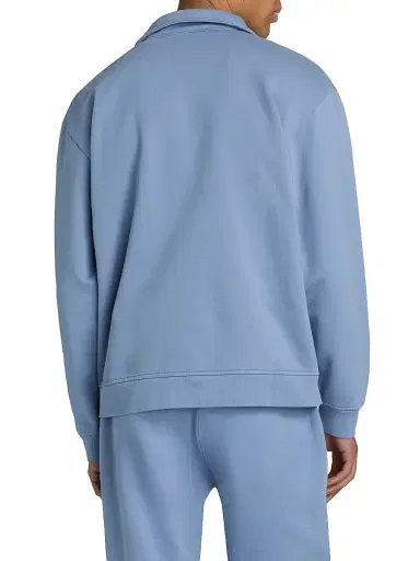 Saks Fifth Avenue Men's Foundation Johnny-Collar Fleece Polo Shirt - Mountain Bluebird - Size XXL | Thumbnail 5 Saks Fifth Avenue Men's Foundation Johnny-Collar Fleece Polo Shirt - Mountain Bluebird - Size XXL | Thumbnail 5