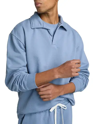 Saks Fifth Avenue Men's Foundation Johnny-Collar Fleece Polo Shirt - Mountain Bluebird - Size XXL | Thumbnail 6 Saks Fifth Avenue Men's Foundation Johnny-Collar Fleece Polo Shirt - Mountain Bluebird - Size XXL | Thumbnail 6