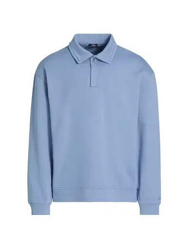 Saks Fifth Avenue Men's Foundation Johnny-Collar Fleece Polo Shirt - Mountain Bluebird - Size XXL | Thumbnail 1 Saks Fifth Avenue Men's Foundation Johnny-Collar Fleece Polo Shirt - Mountain Bluebird - Size XXL | Thumbnail 1