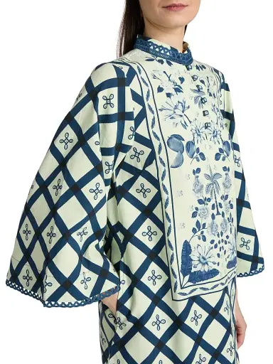 VERANDAH Women's Pushpanjali Printed Caftan Minidress | Thumbnail 6