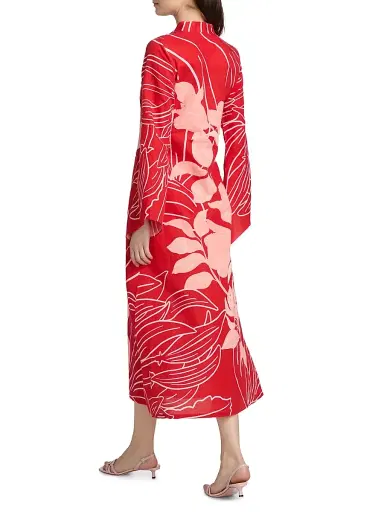 VERANDAH Women's Pushpanjali Wild Tulip Linen-Cotton Tunic Dress - Blush And Red Mono Wild Tulip - Size Medium | Thumbnail 5 VERANDAH Women's Pushpanjali Wild Tulip Linen-Cotton Tunic Dress - Blush And Red Mono Wild Tulip - Size Medium | Thumbnail 5