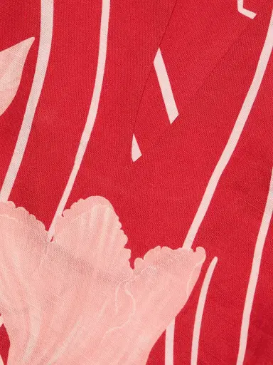 VERANDAH Women's Pushpanjali Wild Tulip Linen-Cotton Tunic Dress - Blush And Red Mono Wild Tulip - Size Medium | Thumbnail 7 VERANDAH Women's Pushpanjali Wild Tulip Linen-Cotton Tunic Dress - Blush And Red Mono Wild Tulip - Size Medium | Thumbnail 7