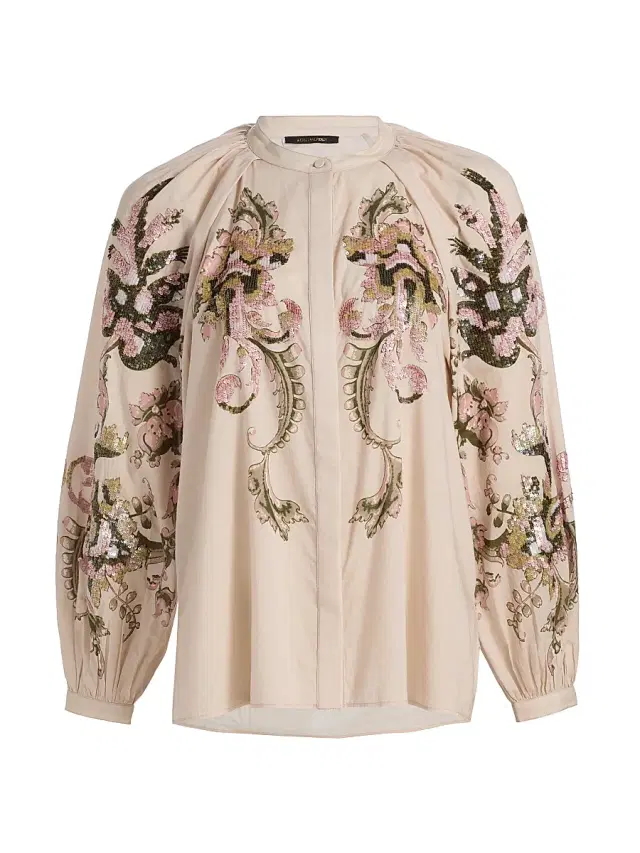 Kobi Halperin Women's Heidi Sequined Voile Blouse - Ecru