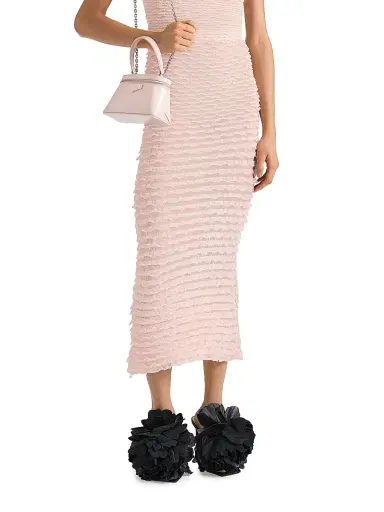 Givenchy Women's Long Skirt with Nylon Frills - Silk Pink - Size Small | Thumbnail 3