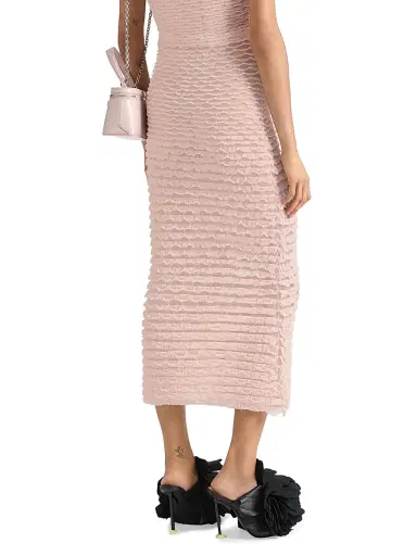 Givenchy Women's Long Skirt with Nylon Frills - Silk Pink - Size Small | Thumbnail 4