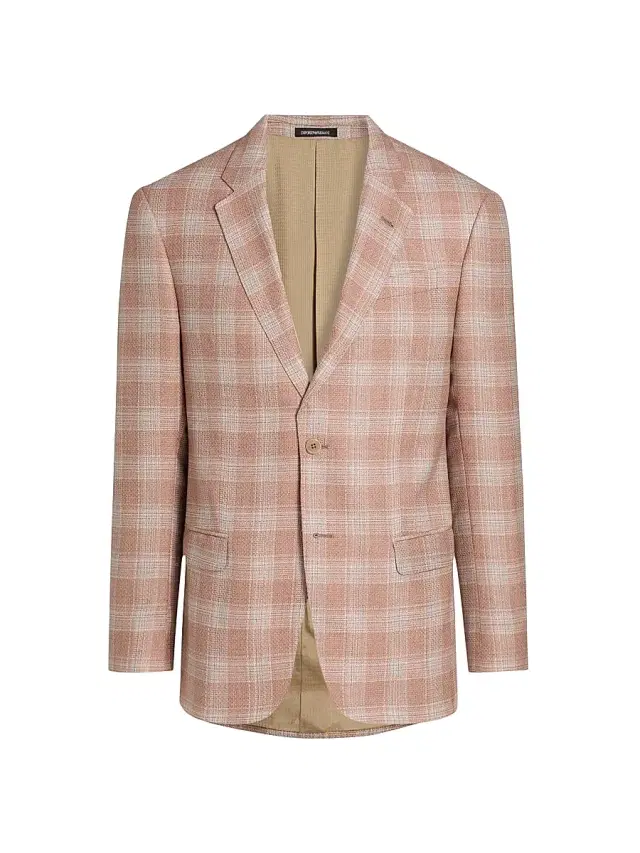 Emporio Armani Men's Plaid Wool Sport Coat - Chevron Fantasia