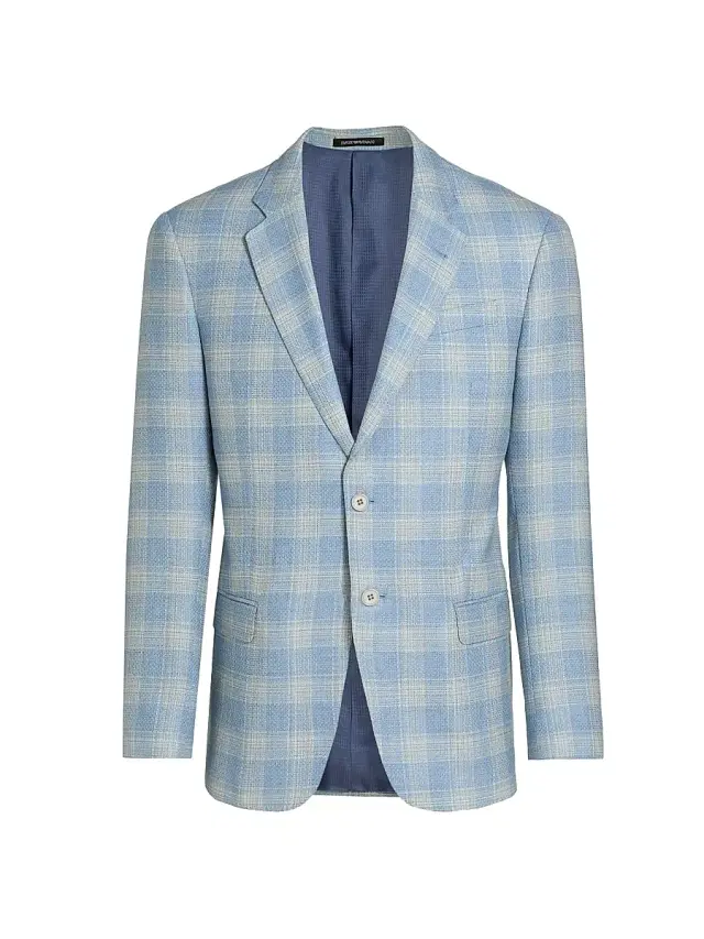 Emporio Armani Men's Plaid Wool Sport Coat - Azzurro Check