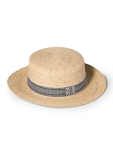 Miu Miu Women's Raffia Hat - Beige - Size Medium | Thumbnail 1