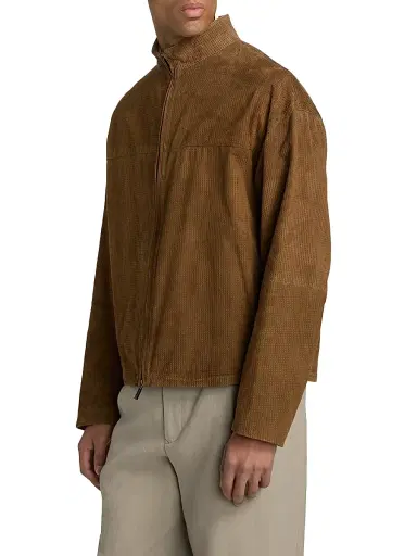 Emporio Armani Men's Perforated Suede Jacket - Coffee Liqueur - Size 36 | Thumbnail 4