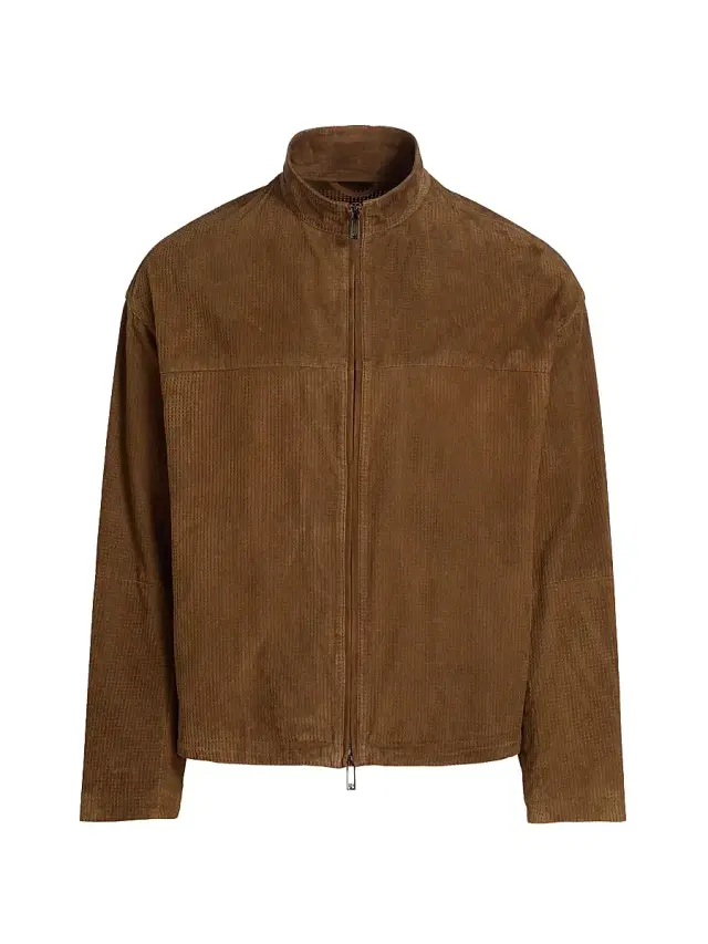 Emporio Armani Men's Perforated Suede Jacket - Coffee Liqueur