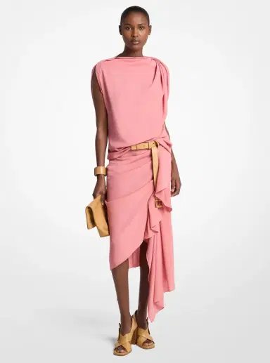 Michael Kors Collection Wool Crepe Draped Blouse in Green | Thumbnail 5 Michael Kors Collection Wool Crepe Draped Blouse in Green | Thumbnail 5