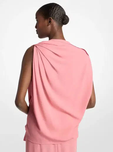 Michael Kors Collection Wool Crepe Draped Blouse in Green | Thumbnail 6 Michael Kors Collection Wool Crepe Draped Blouse in Green | Thumbnail 6