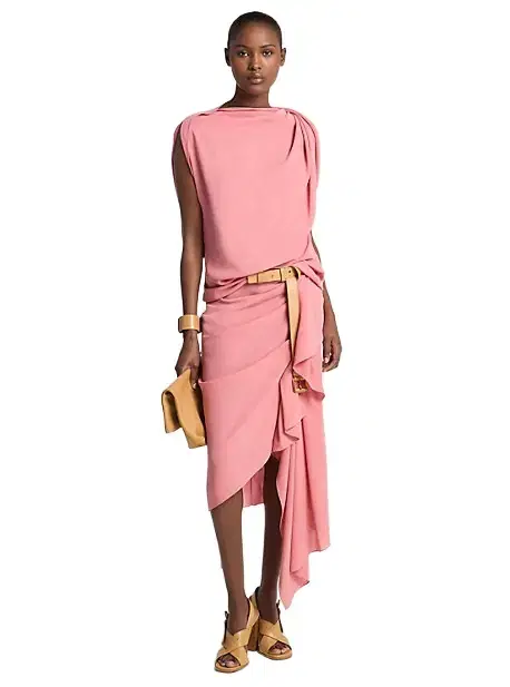 Wool Crepe Draped Blouse