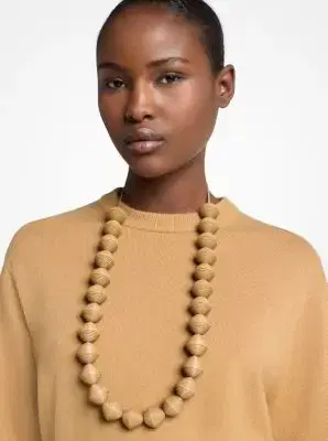 Michael Kors Collection Leather Beads Necklace in Natural - One Size by Michael Kors Collection | Thumbnail 4 Michael Kors Collection Leather Beads Necklace in Natural - One Size by Michael Kors Collection | Thumbnail 4