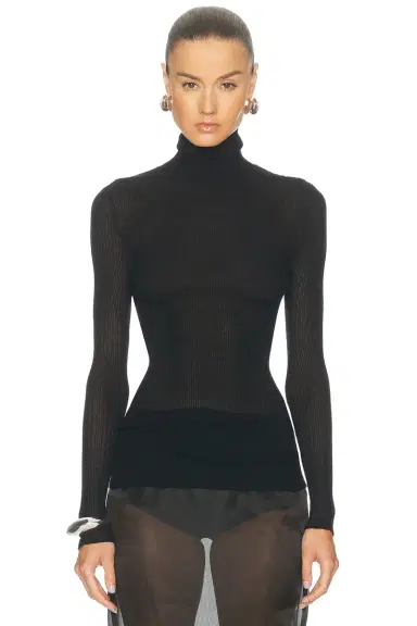 Brandon Maxwell Ribbed Turtleneck Top | Thumbnail 1 Brandon Maxwell Ribbed Turtleneck Top | Thumbnail 1