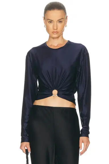 Rabanne Draped Long Sleeve Top | Thumbnail 1