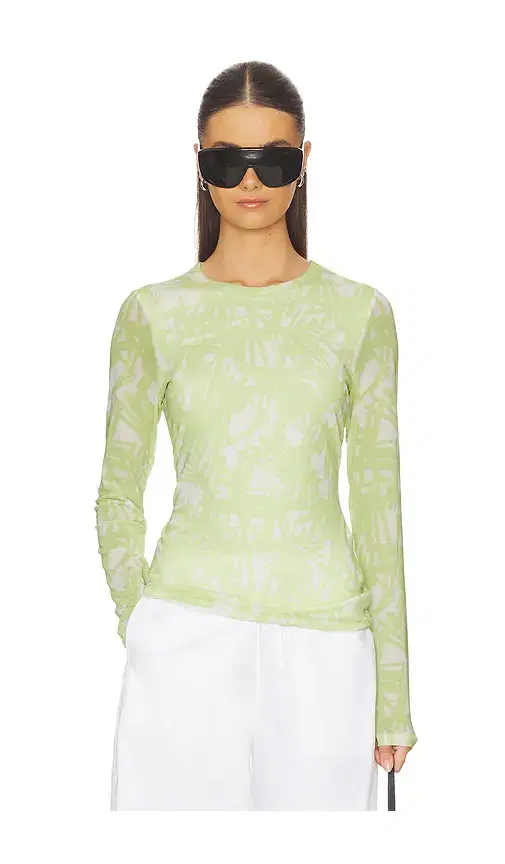Rag & Bone Yana Printed Mesh Long Sleeve Tee
