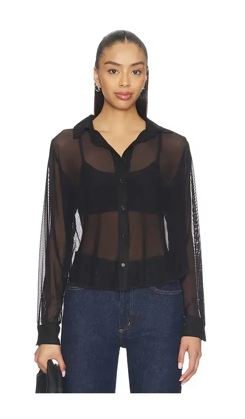 Michael Lauren Alameda Mesh Long Sleeve Button Up