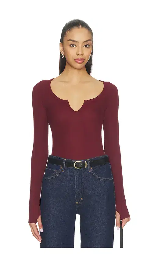 Michael Lauren Maeve Long Sleeve Scoop Neck Top