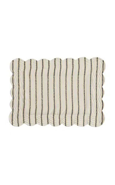 Tressé Navy Braid Embroidered Placemat - White | Thumbnail 5
