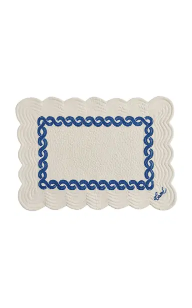 Tressé Navy Braid Embroidered Placemat - White | Thumbnail 7