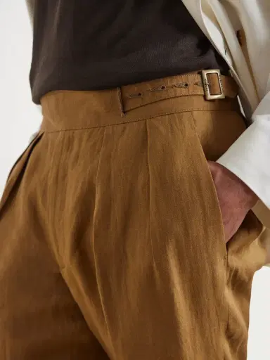 Rubinacci Manny Straight-Leg Pleated Linen Trousers - Men | Thumbnail 5 Rubinacci Manny Straight-Leg Pleated Linen Trousers - Men | Thumbnail 5
