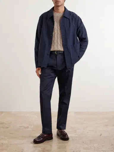 NN07 Tapered Pleated Organic Cotton-Blend Twill Trousers - Men | Thumbnail 2