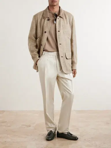 Ralph Lauren Purple Label Corduroy and Suede-Trimmed Herringbone Linen Field Jacket - Men | Thumbnail 2