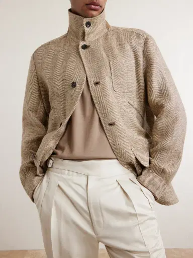 Ralph Lauren Purple Label Corduroy and Suede-Trimmed Herringbone Linen Field Jacket - Men | Thumbnail 5